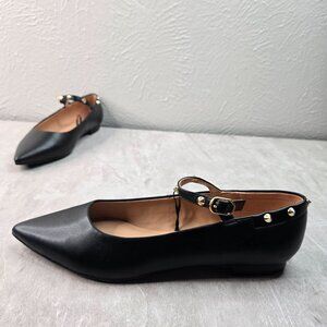 Marc Fisher Pointed Toe Maryjane Ballet Flats 7.5 Black Spike Stud Low Heel Shoe